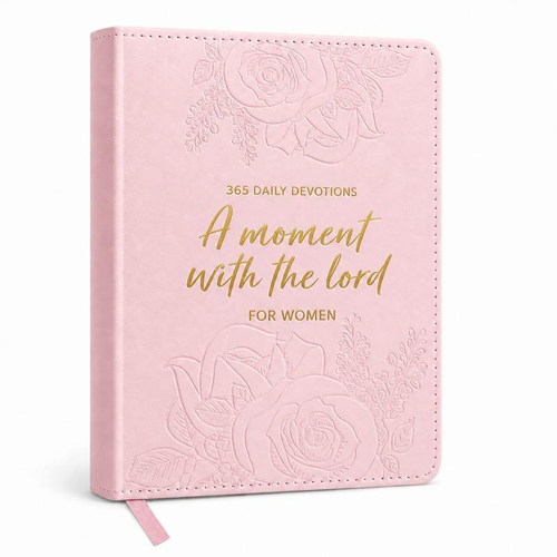 A Moment With The Lord for Women 365 daily devotions embossed pink faux leather cover