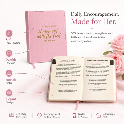 A Moment With The Lord for Women, 365-Day Women’s Study Bible, Full Color Embossed Faux Leather Hardcover, Daily Devotional Prayer Journal, Bible Study Book, Christian Gift for Her, Inspirational Bible Verse