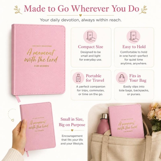 A Moment With The Lord for Women, 365-Day Women’s Study Bible, Full Color Embossed Faux Leather Hardcover, Daily Devotional Prayer Journal, Bible Study Book, Christian Gift for Her, Inspirational Bible Verse