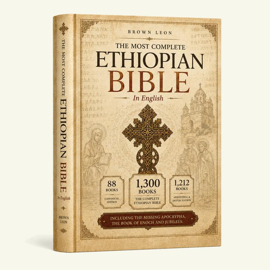 Leather Collector's Edition Complete English Ethiopian Print Book Bible with Embossed Art, 88 Books, Enoch, Jubilees, Missing Apocrypha, Bible Verses, Study Aid, Free Index Tabs, Digital Copy & Audiobook