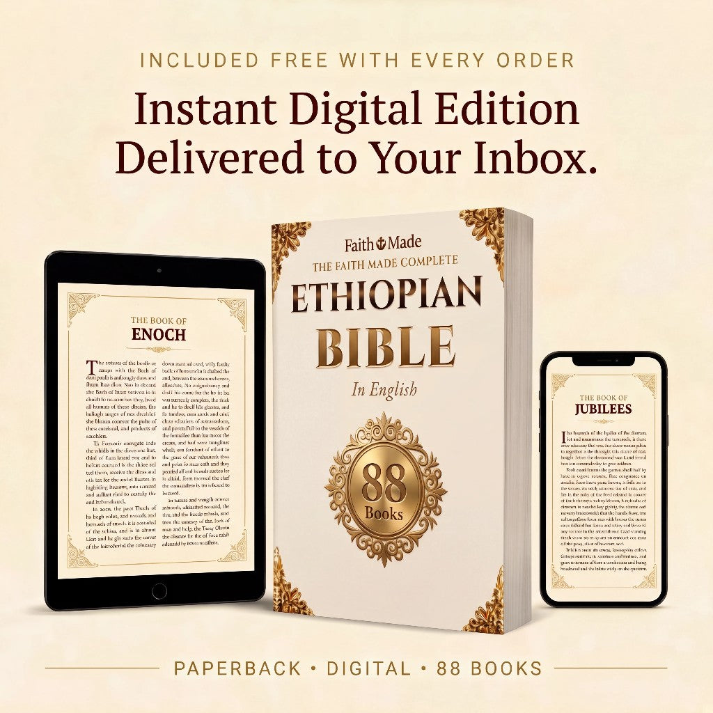 Leather Collector's Edition Complete English Ethiopian Print Book Bible with Embossed Art, 88 Books, Enoch, Jubilees, Missing Apocrypha, Bible Verses, Study Aid, Free Index Tabs, Digital Copy & Audiobook
