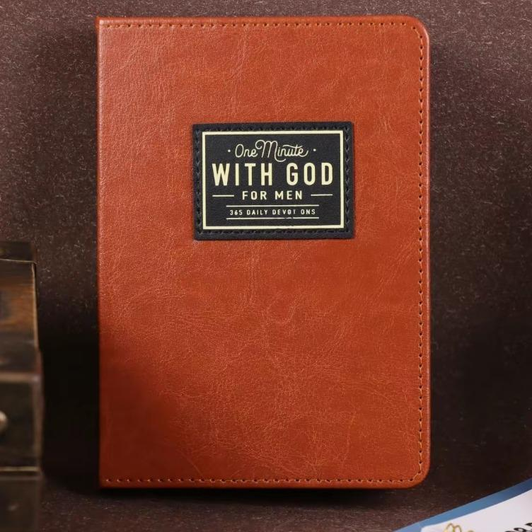 One Minute With God for Men brown faux leather cover
