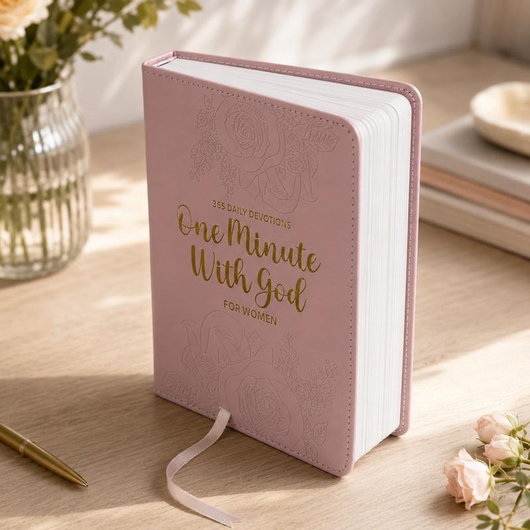 One Minute with God for Women: 365 Daily Devotionals Bible Record Book, Pink Hardcover, Exquisite Embossed Floral Design, Golden Foil Title, Log Book Spiritual Inspiration - Prayer Gift for Mom