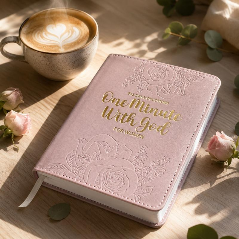 One Minute With God for Women flat lay with coffee