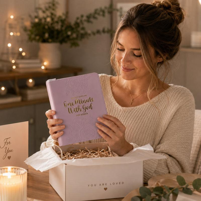 One Minute with God for Women: 365 Daily Devotionals Bible Record Book, Pink Hardcover, Exquisite Embossed Floral Design, Golden Foil Title, Log Book Spiritual Inspiration - Prayer Gift for Mom